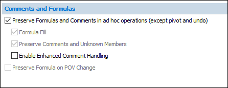Preserving Excel Formulas and Comments in Member Options